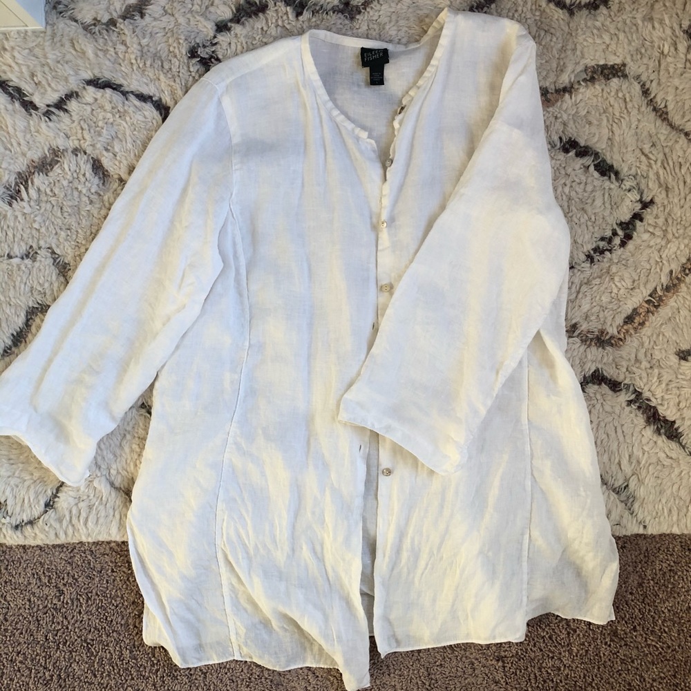 Eileen Fisher white Irish linen tunic
